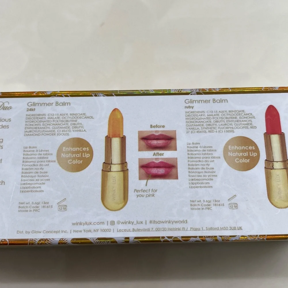 WINKY LUX Limited Edition Set 24K Glitter Balm Duo,‎ NIB